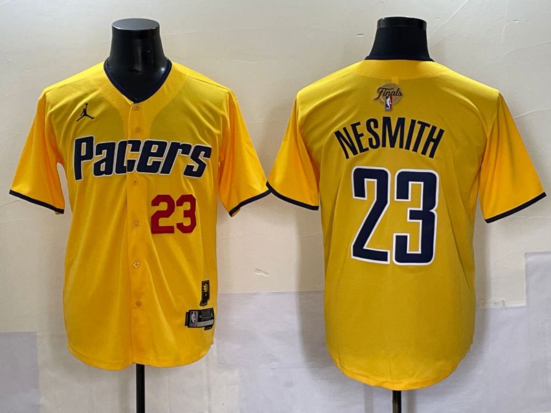 Men 2025 Indiana Pacers 23 Nesmith Yellow Joint Name NBA Jersey style 14